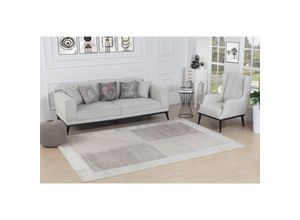 0889292544559 - Teppich Kurzflor Wohnzimmer Gestreiftes Skandi Design Beige und Weiß 120 x 170 cm - Surya