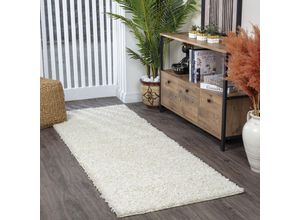 0889292544986 - Flur Teppich Läufer Hochflor Soft Weich Shaggy Einfarbig Weiß 80 x 220 cm - Surya