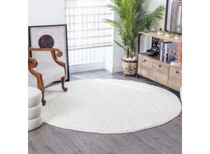 0889292545006 - SURYA Teppich Rund Hochflor Wohnzimmer Soft Weich Shaggy Einfarbig Weiß Ø 120 cm