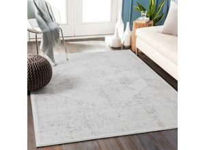 0889292545709 - Perserteppich Kurzflor Wohnzimmer Vintage Orient Weiß und Grau 140 x 200 cm - Surya