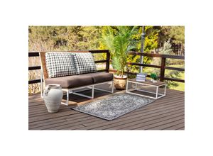 0889292546348 - Surya - Perseteppich Outdoor Indoor Terrasse Balkon Vintage Orient Grau und Elfenbein 80 x 150 cm