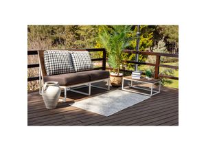 0889292546386 - Surya - Teppich Outdoor Indoor Terrasse Balkon Blumen Design Elfenbein und Grau 80 x 150 cm