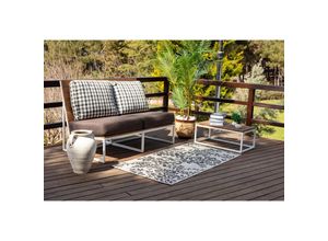 0889292546409 - Surya - Teppich Outdoor Indoor Terrasse Balkon Blumen Design Elfenbein und Grau 80 x 150 cm