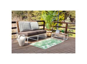 0889292546508 - Surya - Teppich Outdoor Indoor Terrasse Balkon Tropisches Muster Elfenbein und Grün 80 x 150 cm