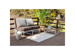 0889292546546 - Surya - Teppich Outdoor Indoor Terrasse Balkon Skandi Boho Design Grau und Elfenbein 80 x 150 cm