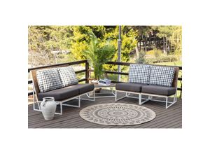 0889292546706 - Surya - Teppich Rund Outdoor Indoor Wohnzimmer Balkon Terrasse Jute Effekt Braun und Schwarz ø 100 cm