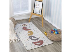 0889292546904 - SURYA Teppich für Kinder Weich Kinderzimmer Spielteppich Vögel Design Pastell Creme Mehrfarbig 80 x 150 cm