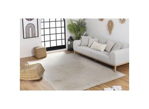 0889292547529 - Teppich Outdoor Indoor Wetterfest Wohnzimmer Küchenteppich Skandi Modern Muster Uni Relief 3D Beige 200 x 275 cm - Surya