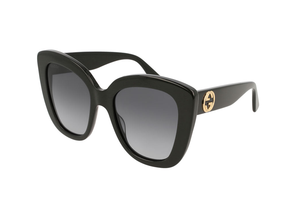 0889652155777 - Damen GG0327S 001 Gläser SONNENBRILLEN Acetat Schwarz Grau Cat Eye Normal Schattiert