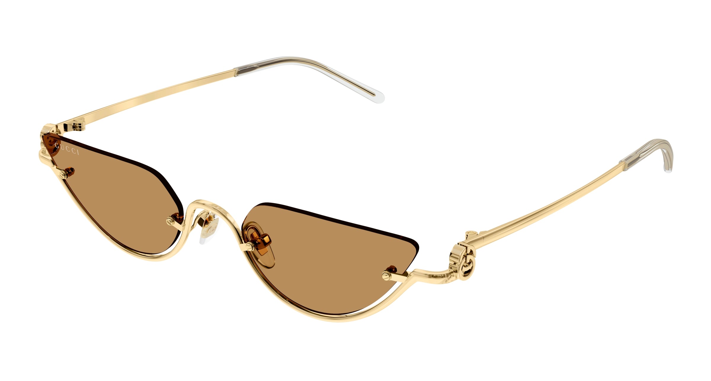0889652469287 - Frau GG1603S 002 Gläser SONNENBRILLEN Metall Gold Braun Katzenauge