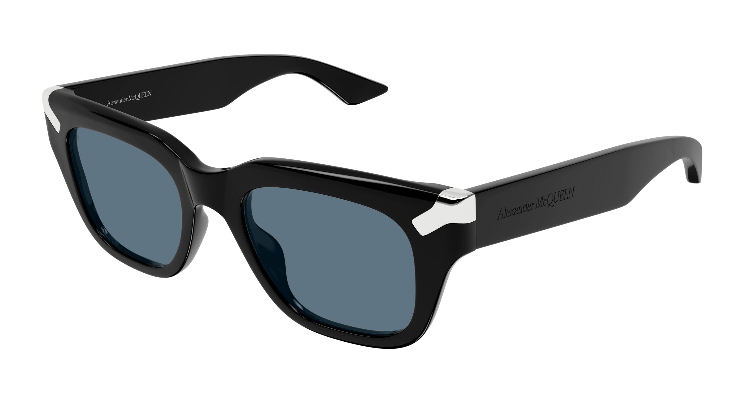 0889652483252 - Alexander McQueen Herren AM0439S 002 Gläser SONNENBRILLEN Acetat Schwarz Blau Quadratisch