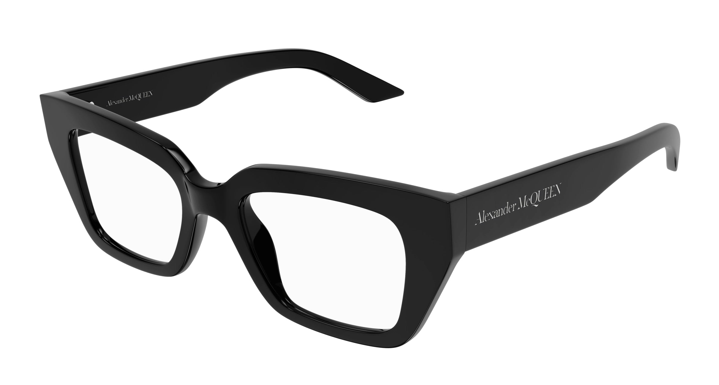 0889652484075 - Alexander McQueen Frau AM0453O 001 Rahmen von BRILLEN Acetat Schwarz Transparent Katzenauge