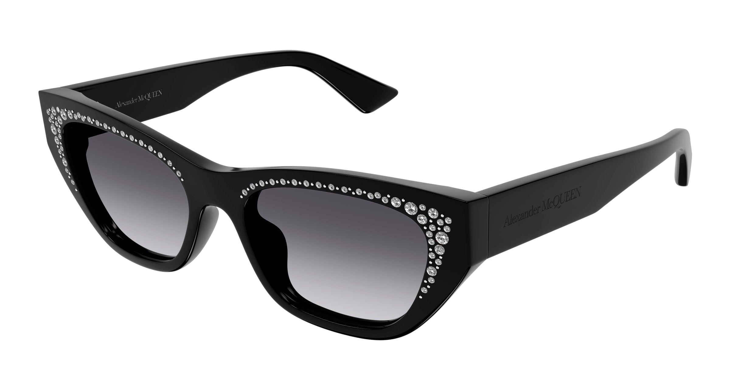 0889652486956 - Alexander McQueen Frau AM0465S 001 Gläser SONNENBRILLEN Acetat Schwarz Grau Katzenauge