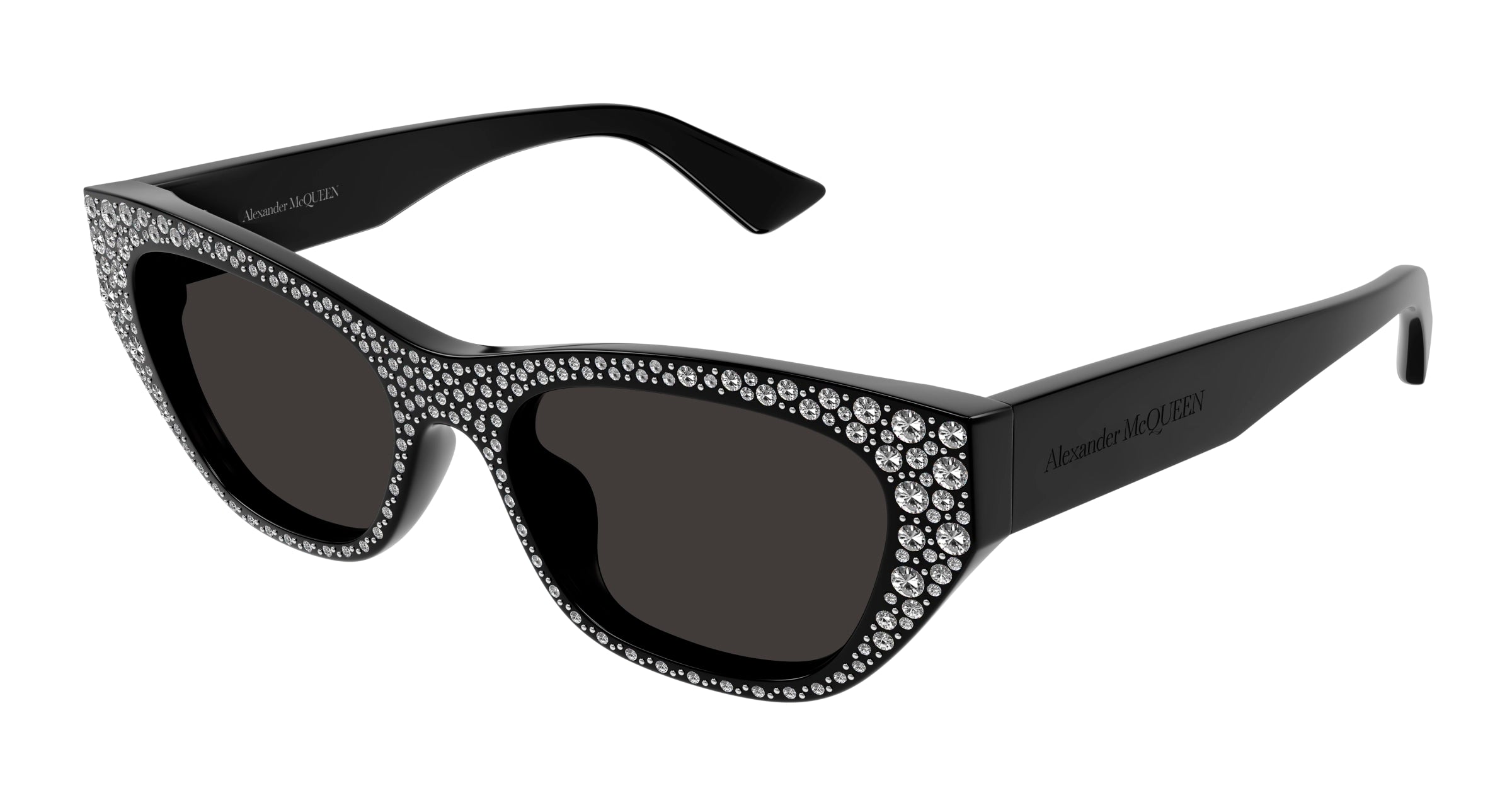 0889652486963 - Alexander McQueen Frau AM0465S 002 Gläser SONNENBRILLEN Acetat Schwarz Grau Katzenauge