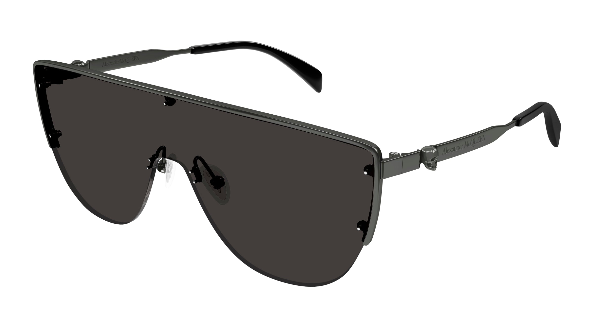 0889652487489 - Alexander McQueen Herren AM0457S 001 Gläser SONNENBRILLEN Metall Ruthenium Grau Maske