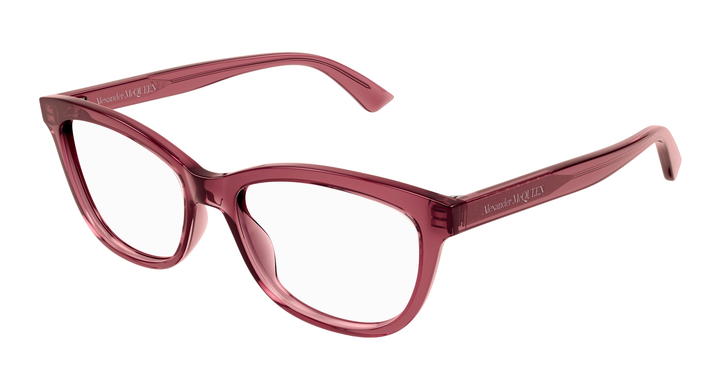 0889652487663 - Alexander McQueen Damen AM0461O 004 Rahmen von BRILLEN Acetat Bordeaux Transparent Cat Eye