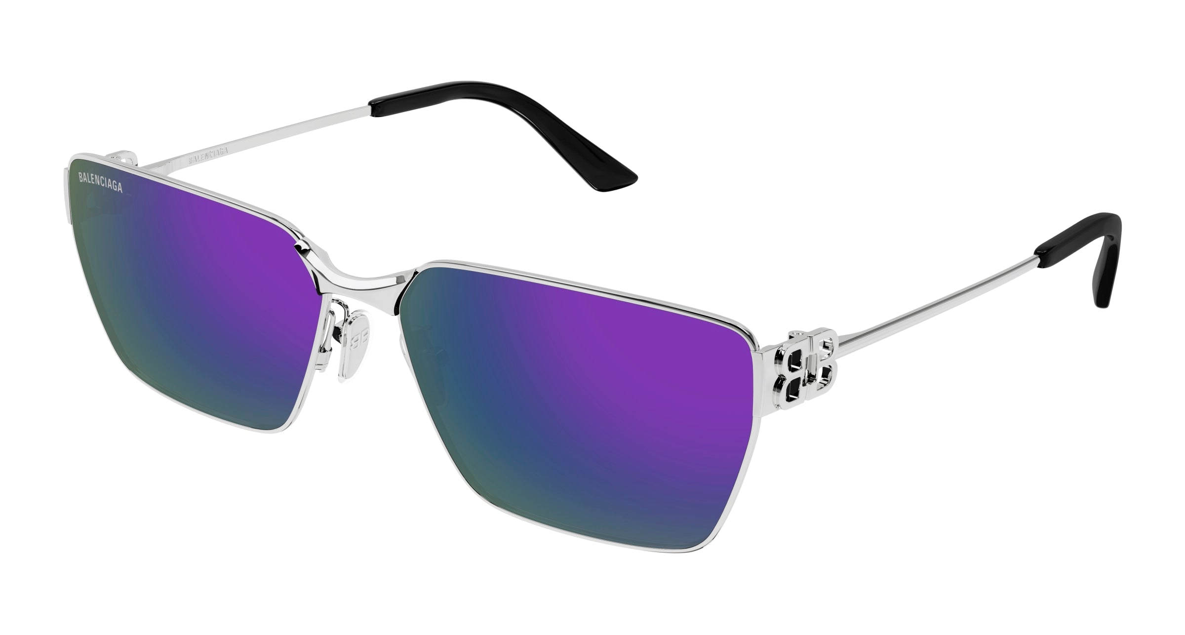 0889652508023 - Unisex BB0374SK 003 Gläser SONNENBRILLEN Metall Silber Violett Quadratisch