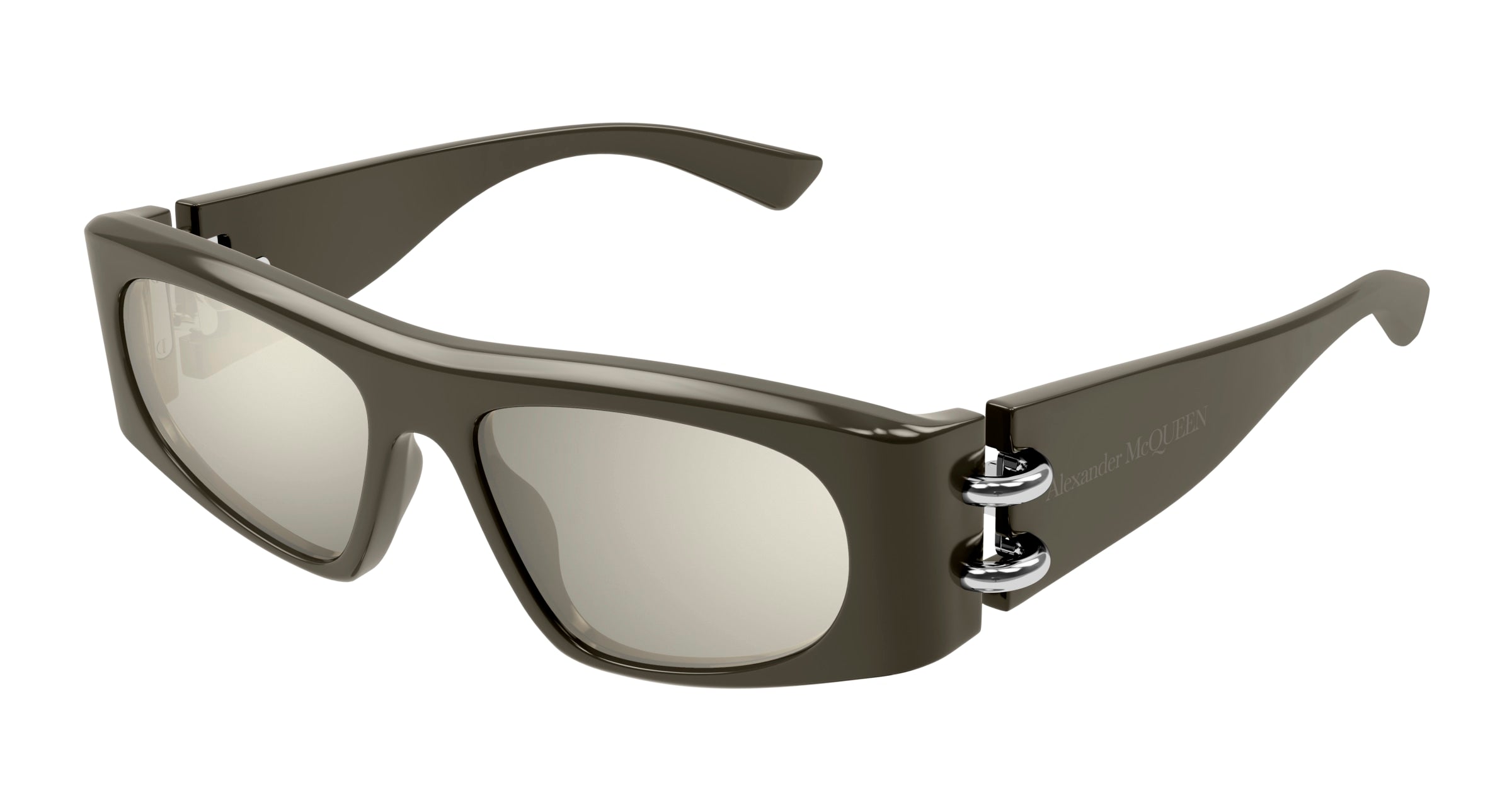 0889652508924 - Alexander McQueen Unisex AM0471S 004 Gläser SONNENBRILLEN Acetat Braun Silber Quadratisch