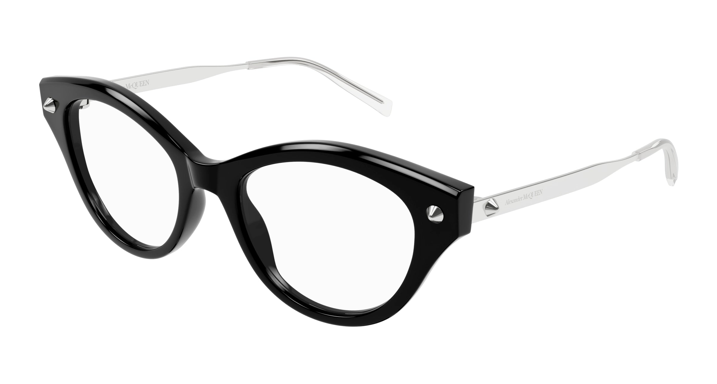 0889652509143 - Alexander McQueen Damen AM0485O 001 Rahmen von BRILLEN Acetat Schwarz Transparent Cat Eye