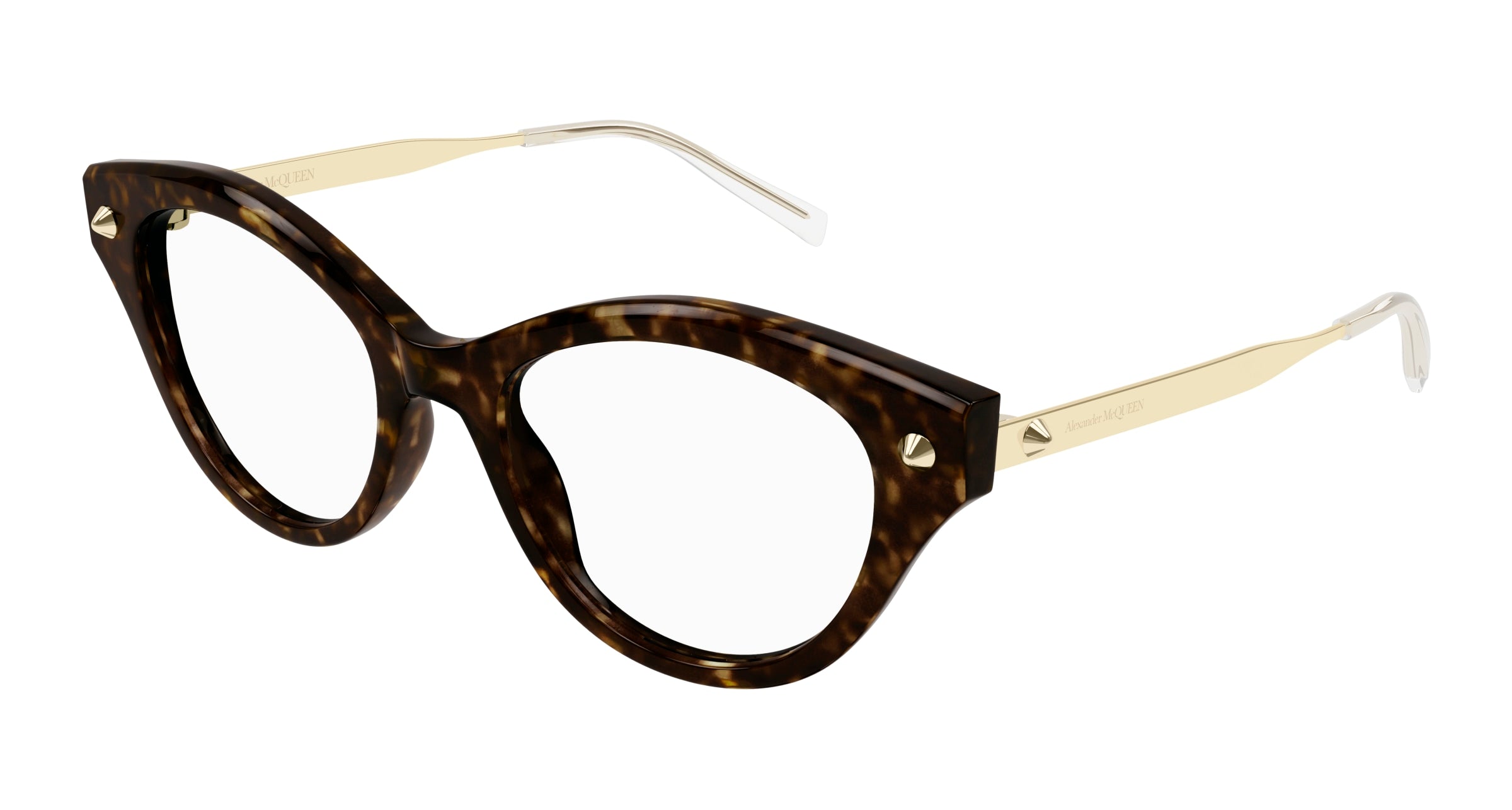 0889652509150 - Alexander McQueen Damen AM0485O 002 Rahmen von BRILLEN Acetat Havanna Transparent Cat Eye