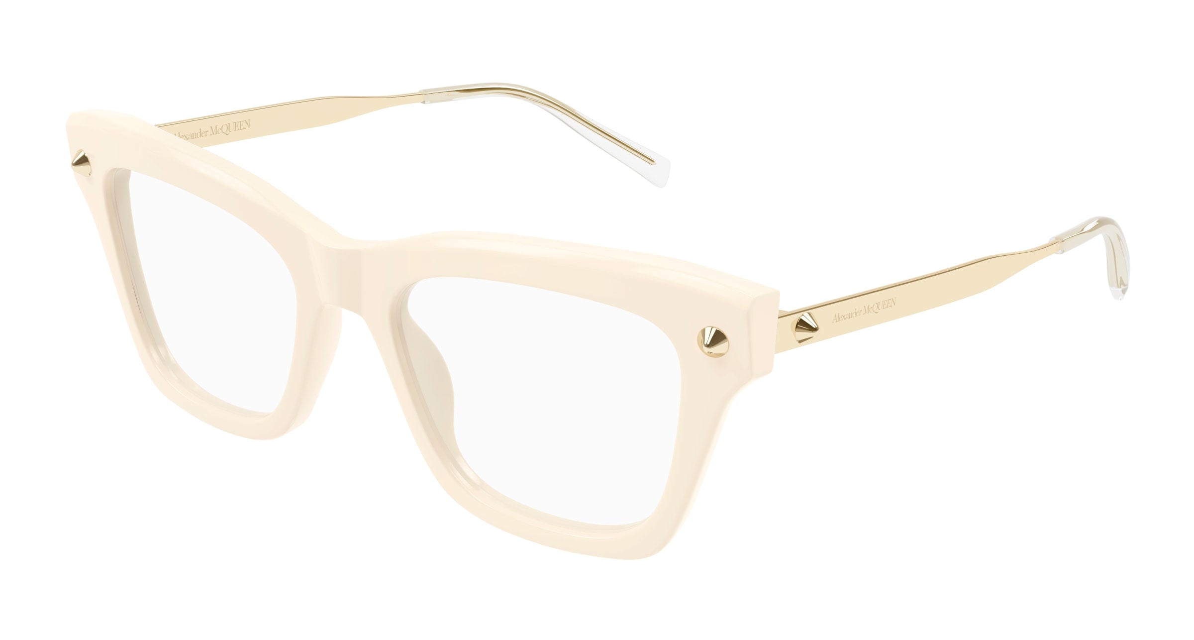 0889652509211 - Alexander McQueen Damen AM0484O 004 Rahmen von BRILLEN Acetat Elfenbein Transparent Quadratisch