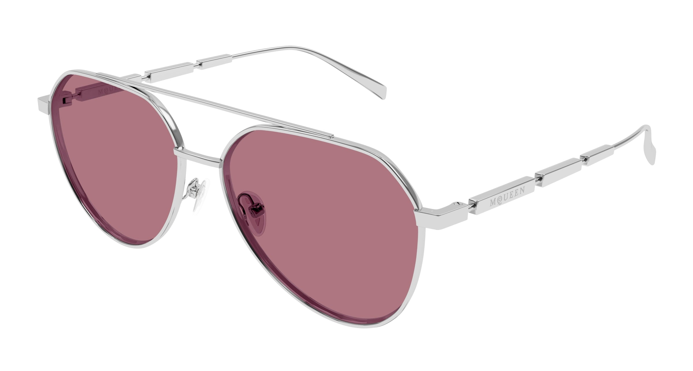 0889652509983 - Alexander McQueen Herren AM0478S 004 Gläser SONNENBRILLEN Metall Silber Rot Pilot 0889652509983 - Alexander McQueen Herren AM0478S 004 Gläser SONNENBRILLEN Metall Silber Rot Pilot
