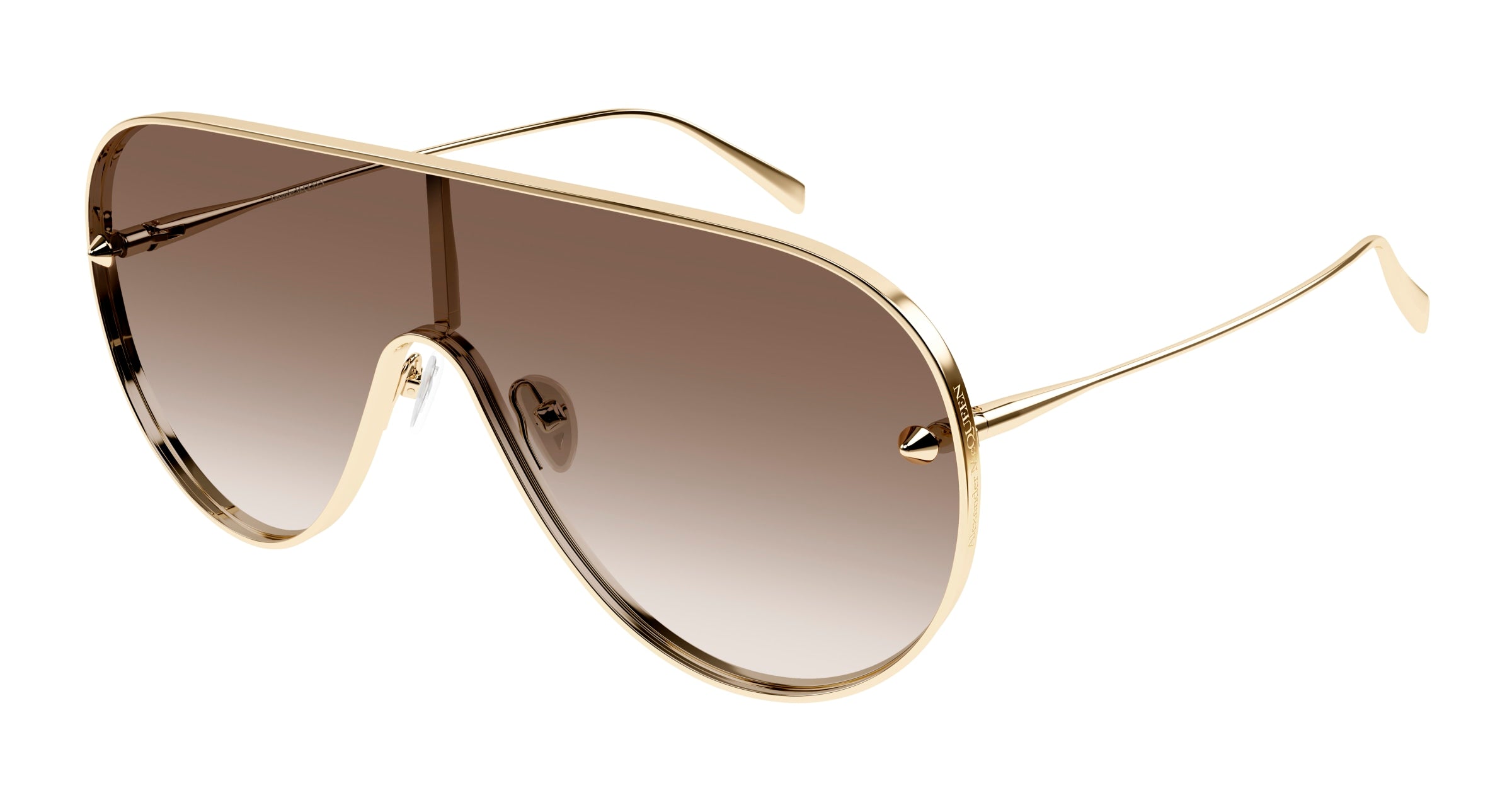 0889652510002 - Alexander McQueen Unisex AM0481S 002 Gläser SONNENBRILLEN Metall Gold Braun Pilot