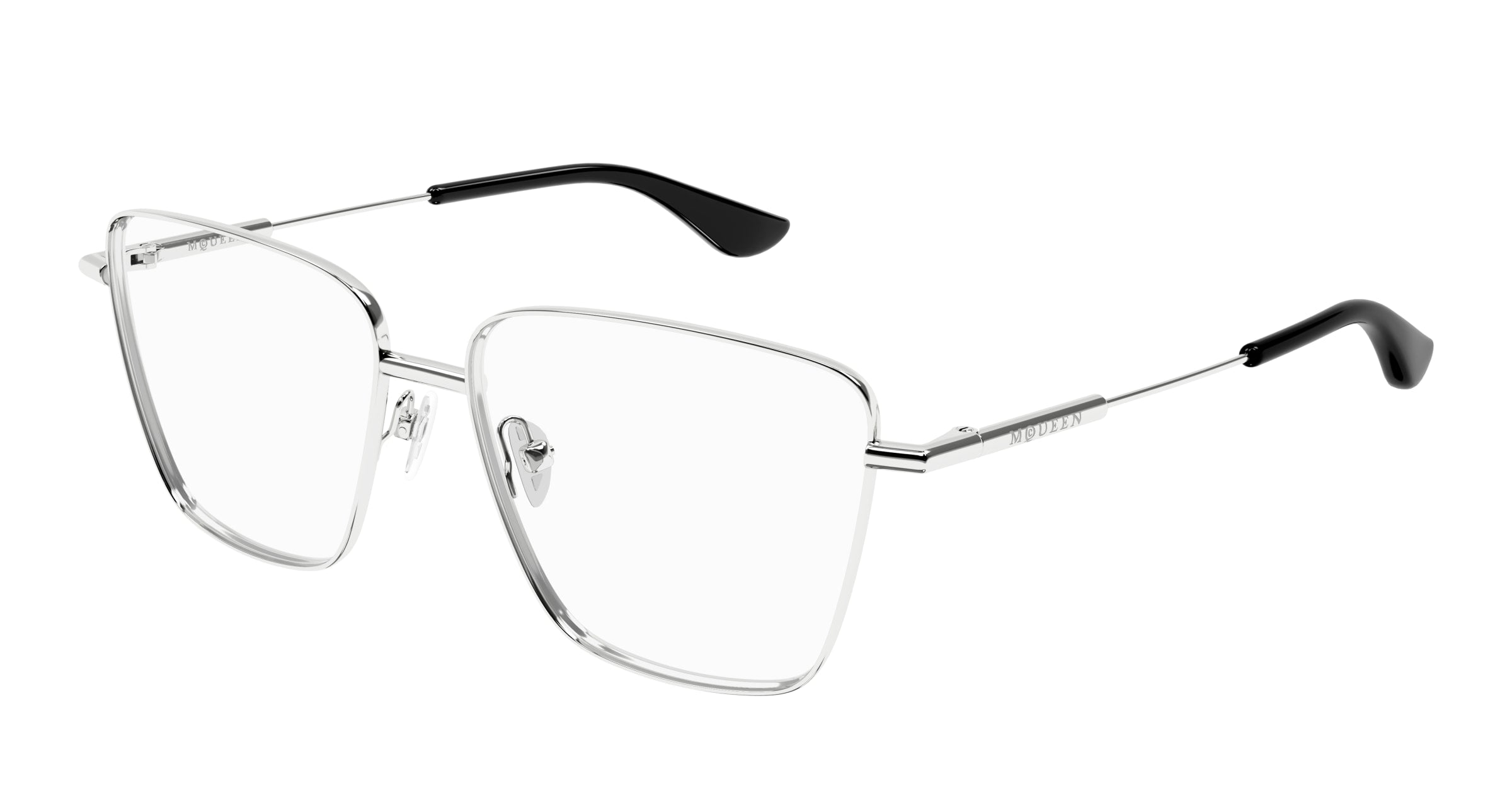 0889652550138 - Alexander McQueen Damen AM0503O 001 Rahmen von BRILLEN Metall Silber Transparent Quadratisch 0889652550138 - Alexander McQueen Damen AM0503O 001 Rahmen von BRILLEN Metall Silber Transparent Quadratisch
