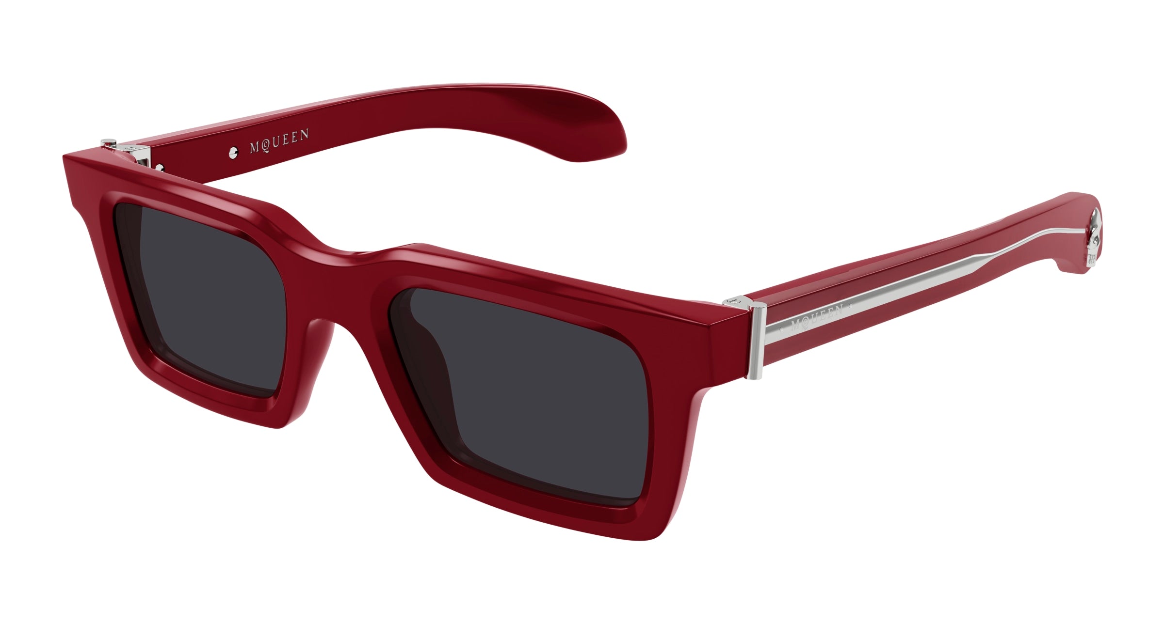 0889652550428 - Alexander McQueen Herren AM0506S 005 Sonnenbrillen Acetat Rot Grau Quadratisch