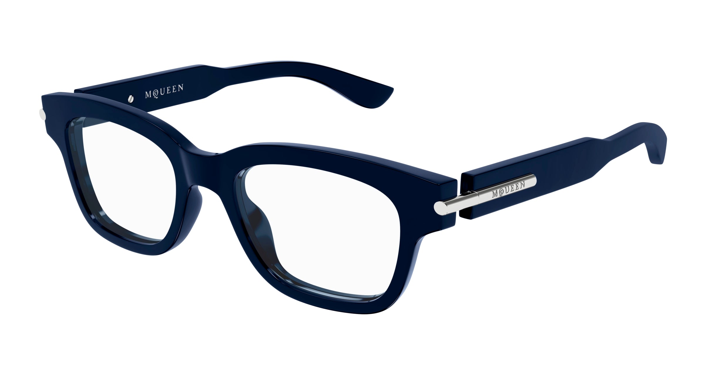 0889652550916 - Alexander McQueen Unisex AM0497O 008 Rahmen von BRILLEN Acetat Blau Transparent Quadratisch