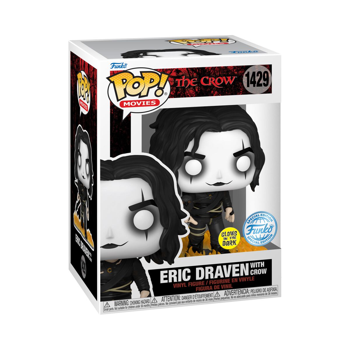 0889698737470 - Eric Draven with Crow (Glow in the Dark) Vinyl Figur 1429 Funko Pop! multicolor