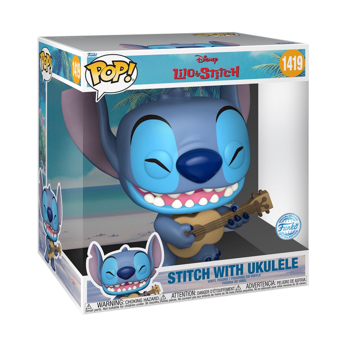 0889698767866 - Stitch with Ukulele (Jumbo Pop!) Vinyl Figur 1419 Funko Pop! multicolor