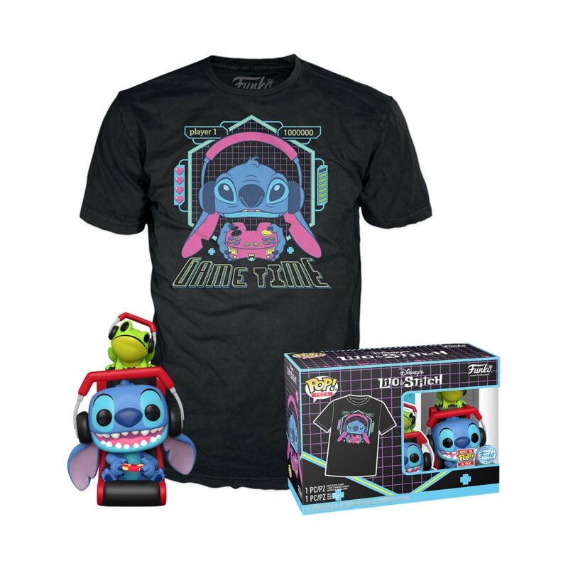 0889698857611 - Gamer Stitch with Frog - POP! & Tee Funko Pop! multicolor 0889698857611 - Gamer Stitch with Frog - POP! & Tee Funko Pop! multicolor