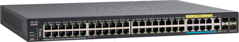 0889728168885 - CISCO SG350X48PV - Switch 52-Port Gigabit Ethernet PoE++ RJ45 SFP+ SFP+