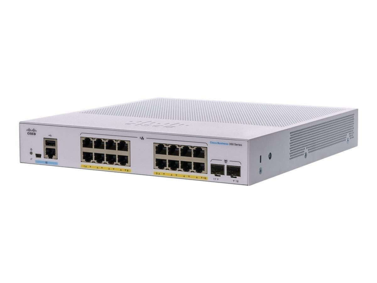 0889728293877 - Business 18-Port Switch 350-Series 16x 1G PoE+ + 2x SFP L3 managed 240W PoE rackmontierbar