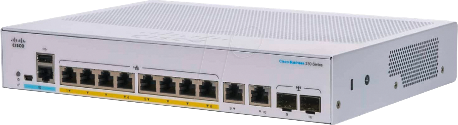 0889728293945 - C2508PE2G - Switch 10-Port Gigabit Ethernet RJ45 SFP PoE+ (CBS250-8P-E-2G-EU)