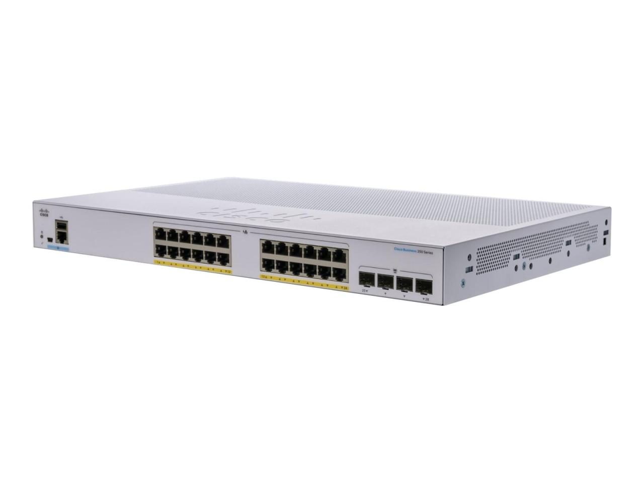 0889728294317 - Business 28-Port Switch 250-Series 24x 1G PoE+ + 4x SFP+ L3smart managed 195W PoE rackmontage