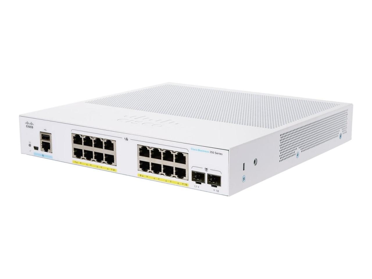 0889728294386 - 0 Business 18-Port Switch 350-Series 16x 1G PoE+ + 2x SFP L3 managed 120W PoE rackmontierbar