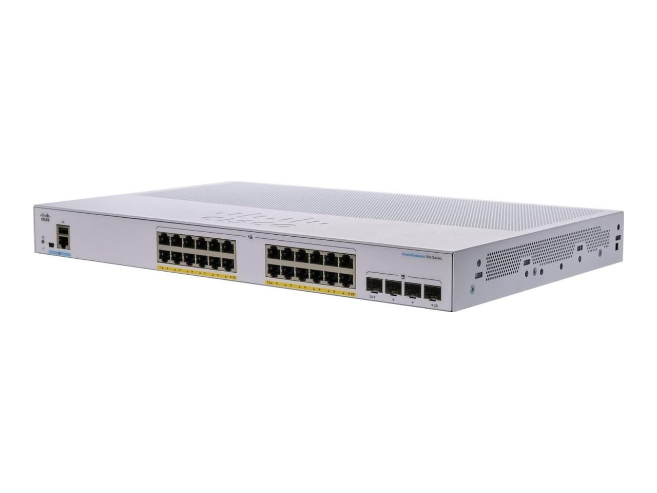 0889728295543 - Business 28-Port Switch 350-Series 24x 1G PoE+ + 4x SFP+ L3 managed 195W PoE rackmontierbar