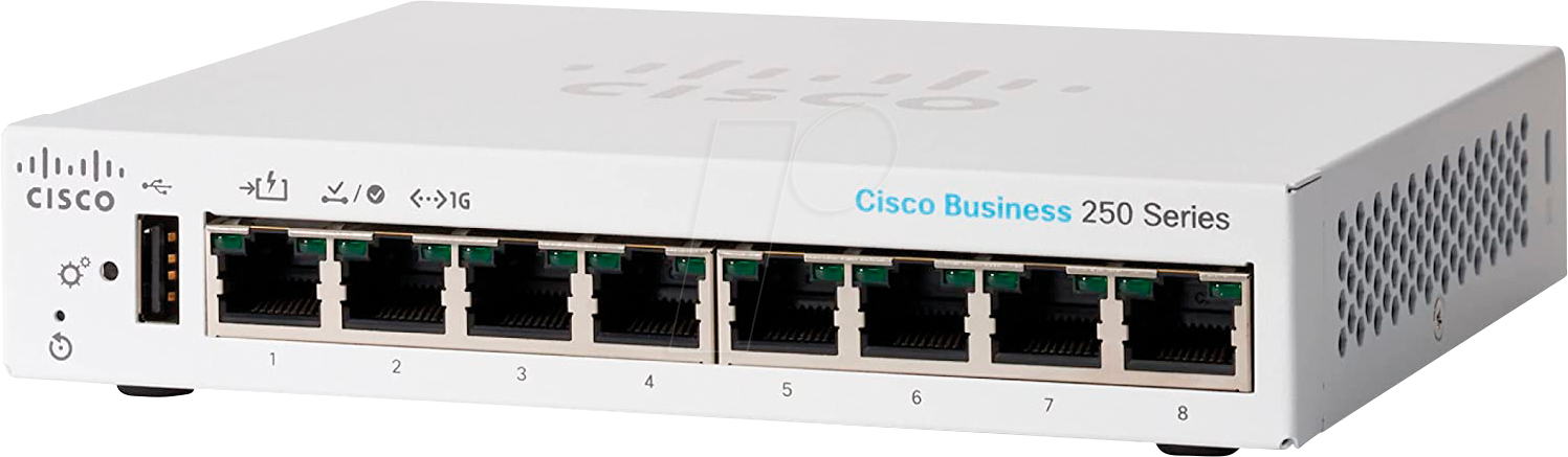 0889728326957 - Smart Switch Business CBS250-8T-D 8-port ge Desktop Eingeschränkte lebenslange Hardware-Garantie (CBS250-8T-D-EU)