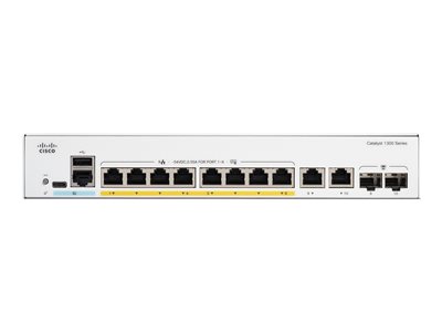 0889728522083 - Catalyst 1300-8P-E-2G Switch 8x 1GbE PoE+ + 2x 1GbE RJ45 SFP Combo L3 managed