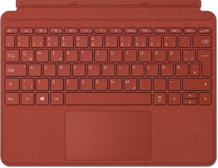 0889842582222 - Surface Go Type Cover - Tastatur - mit Trackpad Beschleunigungsmesser - hinterleuchtet - Deutsch - Poppy Red