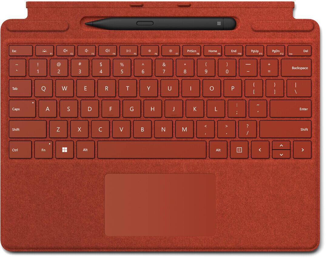 0889842775846 - Surface Pro Signature Keyboard - Tastatur - mit Touchpad Beschleunigungsmesser Surface Slim Pen 2 Ablage- und Ladeschale - QWERTZ - Deutsch - Poppy Red