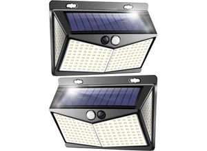 0923828762168 - Qiedie - Solarleuchte für den Außenbereich LED-Flutlicht mit Bewegungssensor 208 LEDs IP65 solarbetriebene LED-Außenleuchte mit Sensor – 2 Packungen