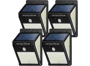 0932273452692 - Qiedie - Solarleuchten für den Außenbereich [4er-Pack 144 LEDs] Wasserdichter Bewegungssensor 3 LED-Lichtmodi