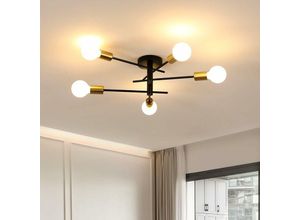 0934834437193 - Vintage Sputnik Deckenleuchte Schwarz - Wohnzimmerlampe mit 5 Lichtern Kreatives Industrie-Design Ideal für Wohnzimmer Küche und Schlafzimmer