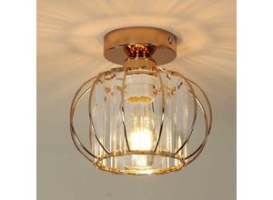 0934834437261 - AISKDAN Moderne Mini Kristall Deckenleuchte E27 Lampe in Gold - Elegante Beleuchtung für Schlafzimmer Küche Veranda - Abmessungen 19 18cm