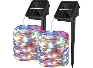 0961760616804 - Solarleuchte für den Außenbereich 12 m 100 Stück LED-Solar-Gartenleuchte Kupferdraht Solar-Lichterkette 8 Muster für Party Garten