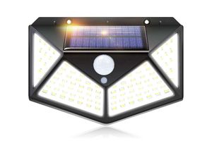 0961760618549 - Qiedie - Iotses 100LED 2200mAh 3 Modi Außensolarleuchte mit 270 Bewegungssensor auf vier Seiten IP65 wasserdichtes Flutlicht für Garten Garage