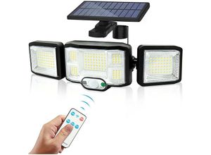 0961760618563 - Qiedie - Outdoor Solar Wand Licht 3 Kopf Led Licht 192 Leds Motion Sensor Flutlicht Sicherheit Licht Ip65 Wasserdichte Solar Lampe